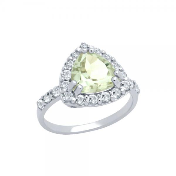 Inel argint 925 cu ametist verde si topaz alb [1]